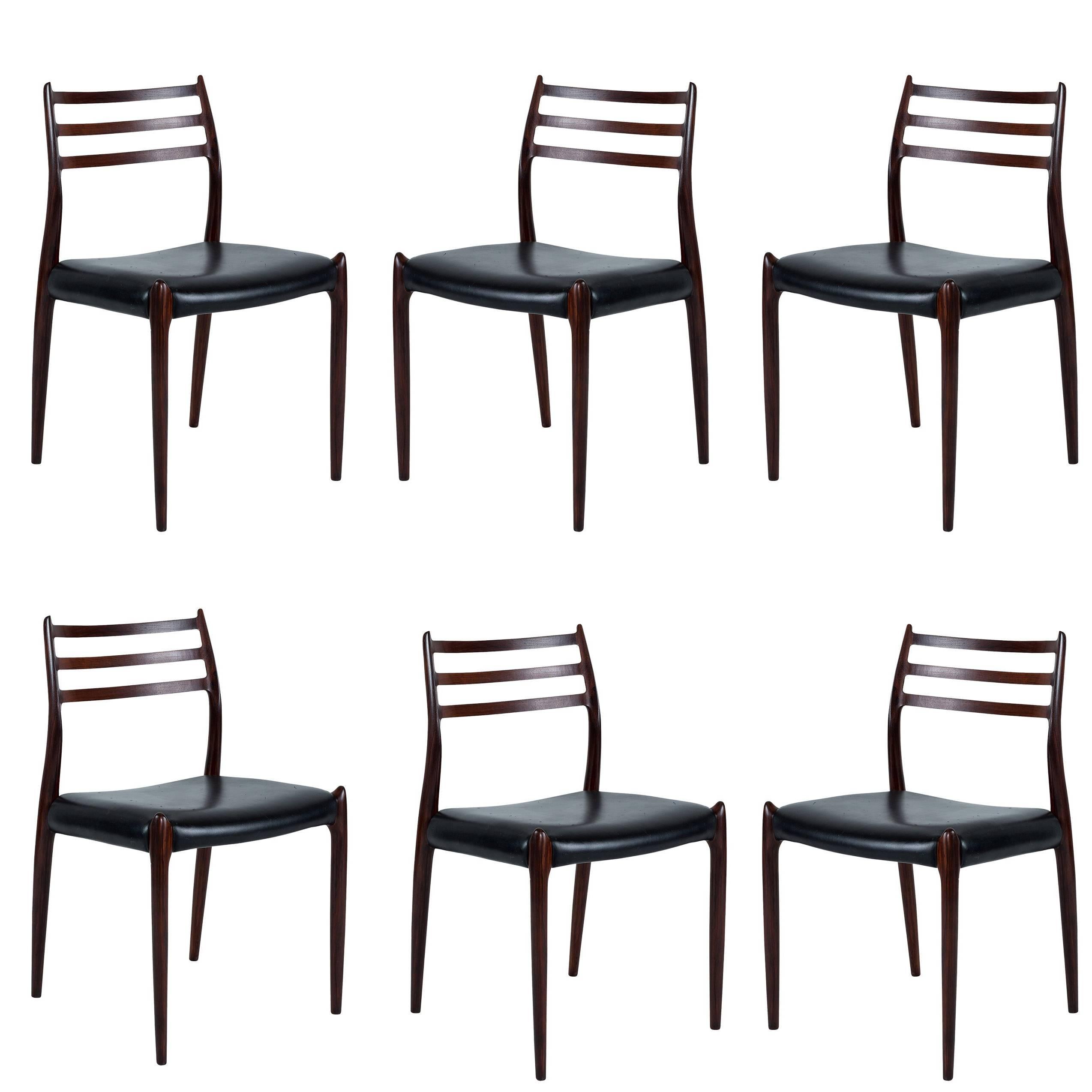 Set of Six Niels Møller Dining Chairs Model #78