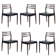 Set of Six Niels Møller Dining Chairs Model #78 6