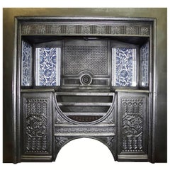 19th Century Victorian Hob Grate Fire Insert with William Morris Original Tiles