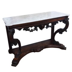 19th Century Italian Carved Walnut Console Table
