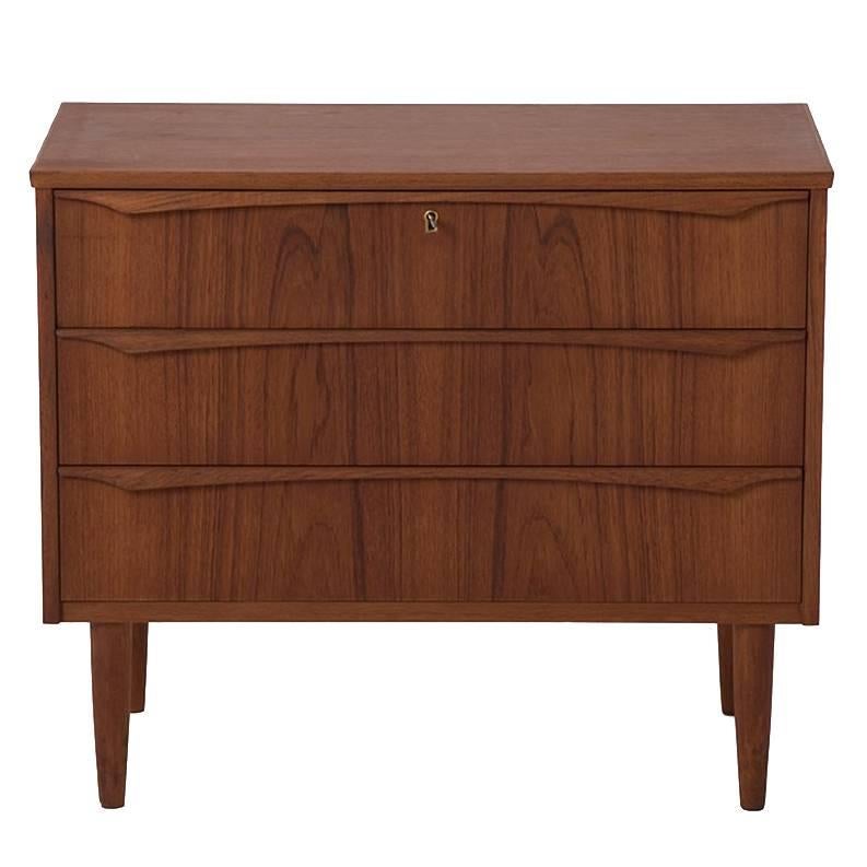 Danish Modern Occasional Chest of Drawers with Wave Style Pull