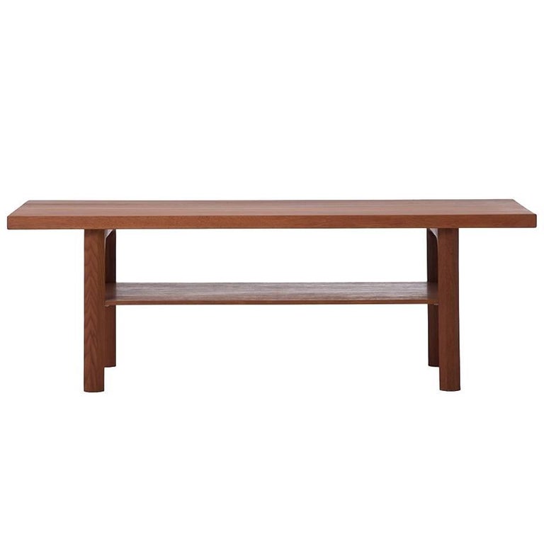 Danish Modern Butcher Block Solid Wood Coffee Table With Hexagon Danish Modern Butcher Block Solid Wood Coffee Table With Hexagon Shaped Leg For