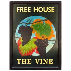 Vintage English Pub Sign "The Vine, Free House"