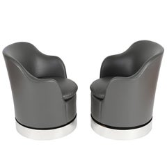 Pair of 1980s Phillip Enfield Tilt and Swivel Barrel Chairs on Casters