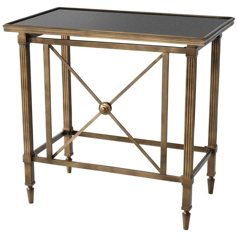 Smart Side Table in Antique Brass Finish and Granite Top at 1stDibs