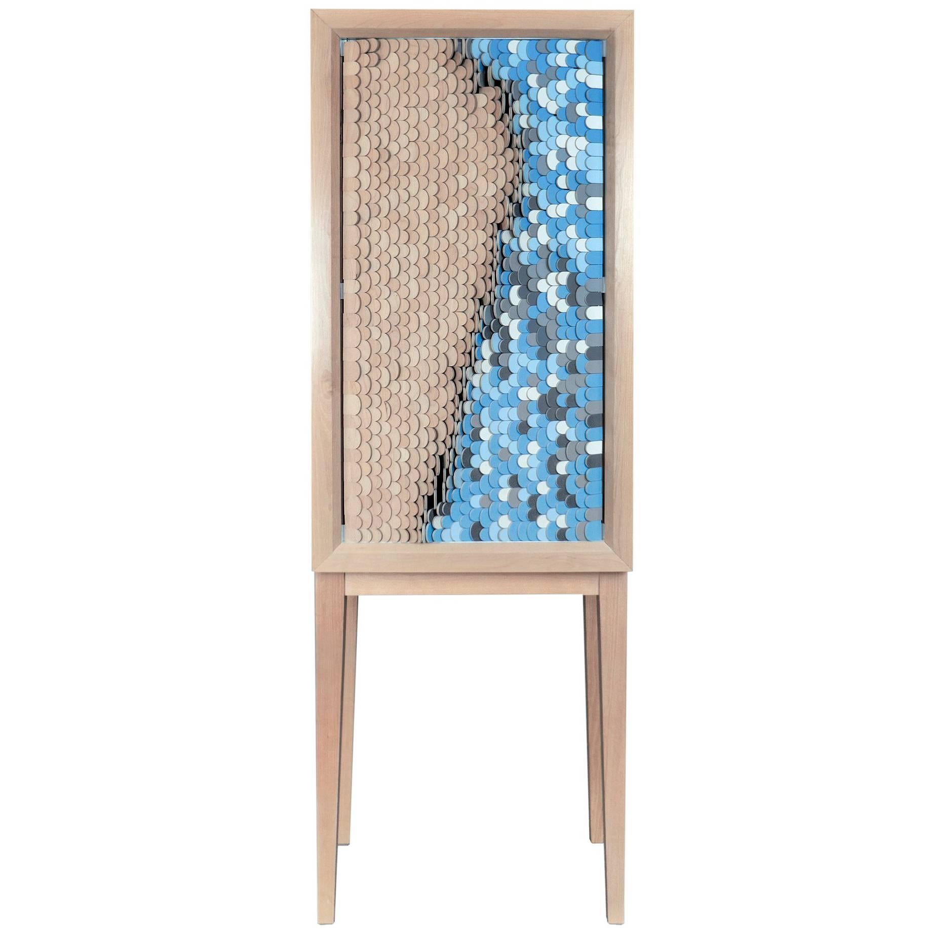 Contemporary Dear Disaster, Unique Birch Wood Cabinet with a Moveable Structure For Sale