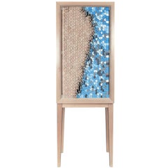 Contemporary Dear Disaster, Unique Birch Wood Cabinet with a Moveable Structure