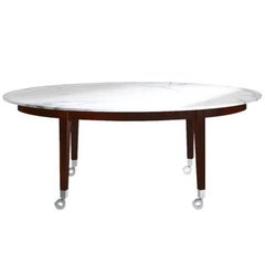 "Neoz" Carrara Marble Castored Dining Table Designed by P. Starck for Driade