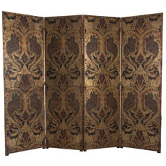 19th Century Tooled Mudéjar Style Leather Screen