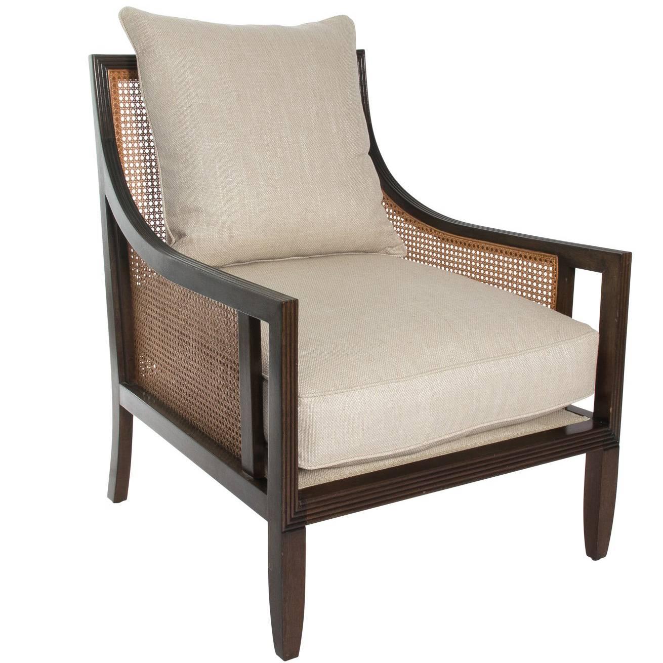 1970s Mid-Century Caned Lounge Chair