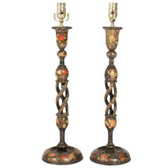 Pair of Kashmiri Candlestick Lamps