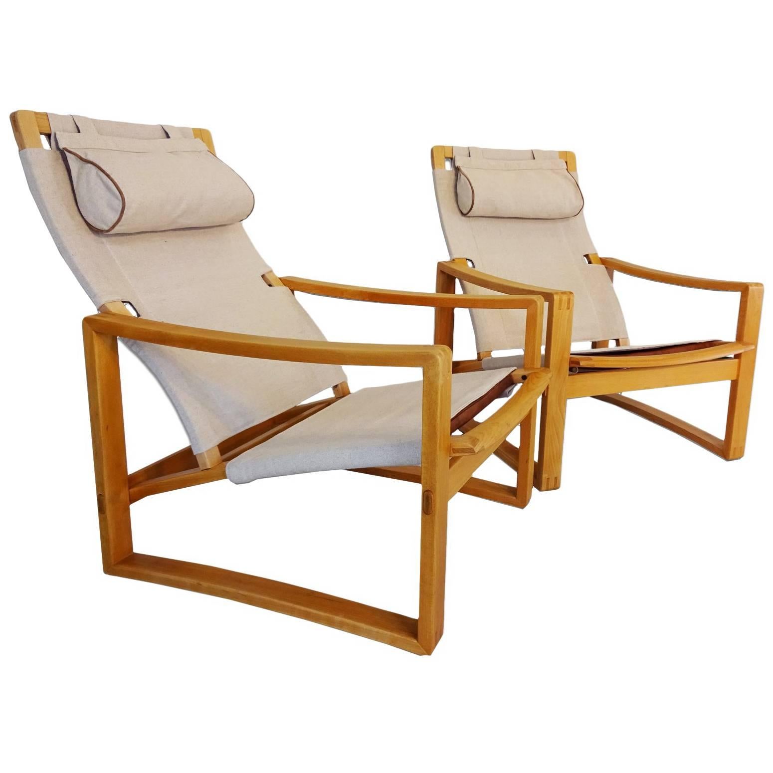 Very Rare Pair of Mid-Century Børge Jensen & Sønner ‘Safari’ Lounge Chairs For Sale