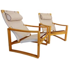 Very Rare Pair of Mid-Century Børge Jensen & Sønner ‘Safari’ Lounge Chairs