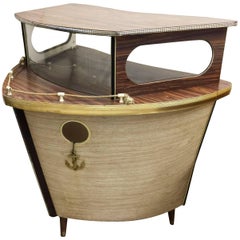 Mid-Century Novelty Yacht Bow Cocktail Bar by Barget of London