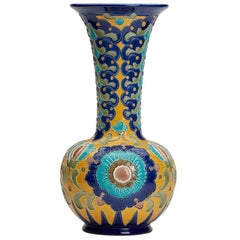Antique Burmantofts Faience Partie-Color Vase by Joseph Walmsley