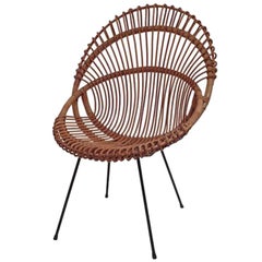 Vintage Wicker Bucket Chair, Italy, 1970s