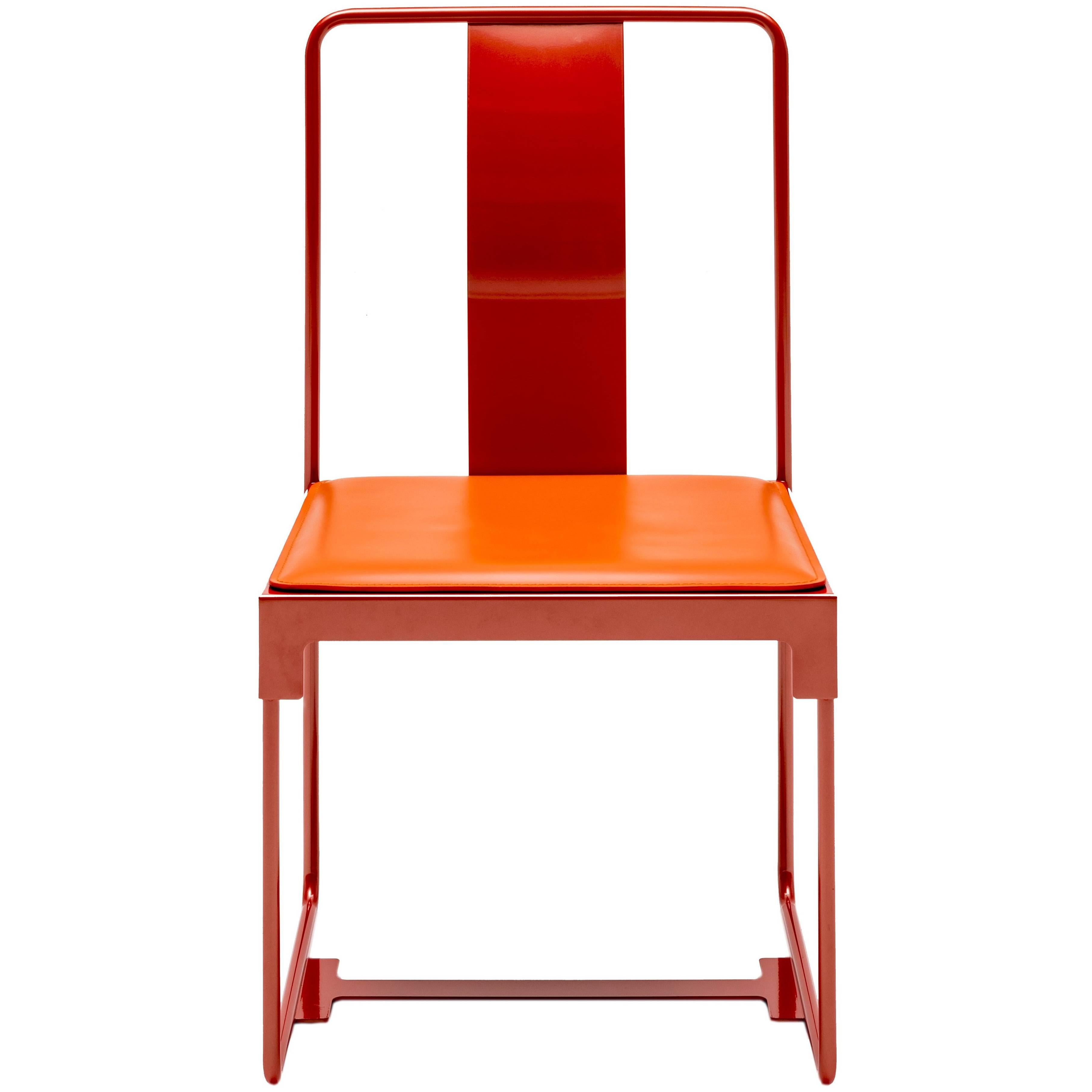 "Mingx" Leather and Steel Chair Designed by Konstantin Grcic for Driade For Sale