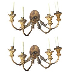 Pair of 20th Century Italian Giltwood Four-Light Sconces 7