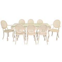 Dining Table with Eight Heavy-Gauge Iron Rope and Tassel Chairs
