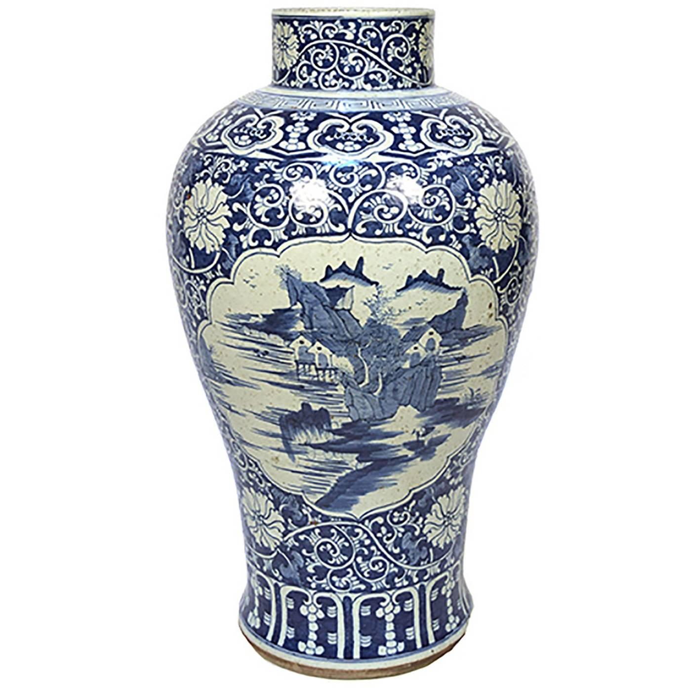 Chinese Blue and White Distant Beauty Vase