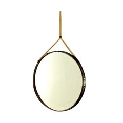 Jacques Adnet Leather and Hemp Mirror