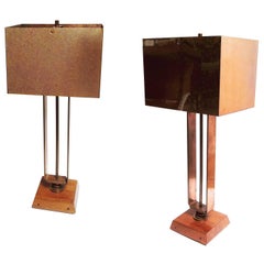 Art Deco Machine Age Copper Table Lamps