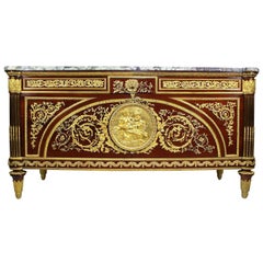 Antique French 19th-20th Century Louis XVI Style Mahogany Ormolu-Mounted Commode