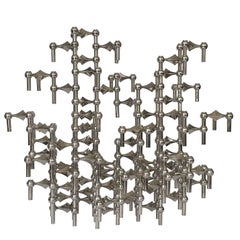Set of 73-Piece Modular Candlestick Sculpture by Fritz Nagel and Caesar Stoffi 2