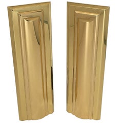 Vintage Pair of Solid Brass Deco Style Skyscraper Andirons