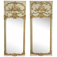 Pair of Louis XV Giltwood and Painted Mirrored Boiserie Panels