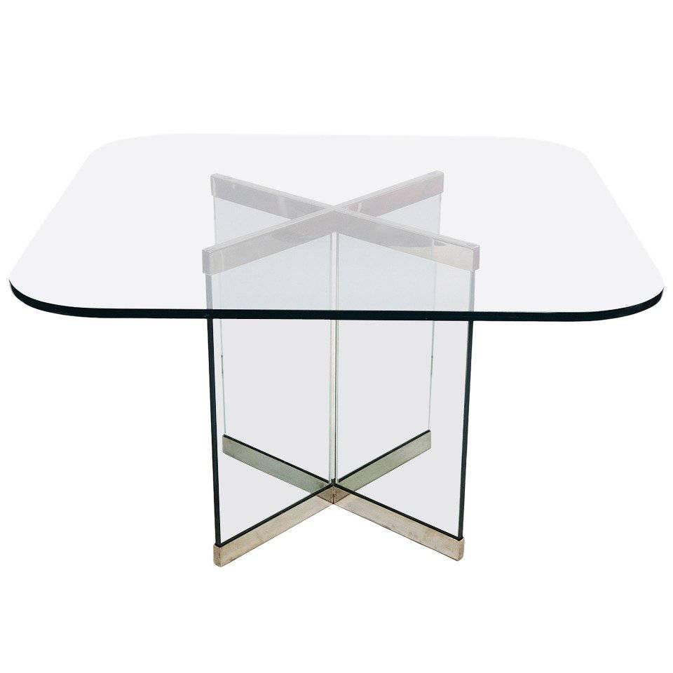 Glass and Chrome Dining Table by Leon Rosen for Pace Collection