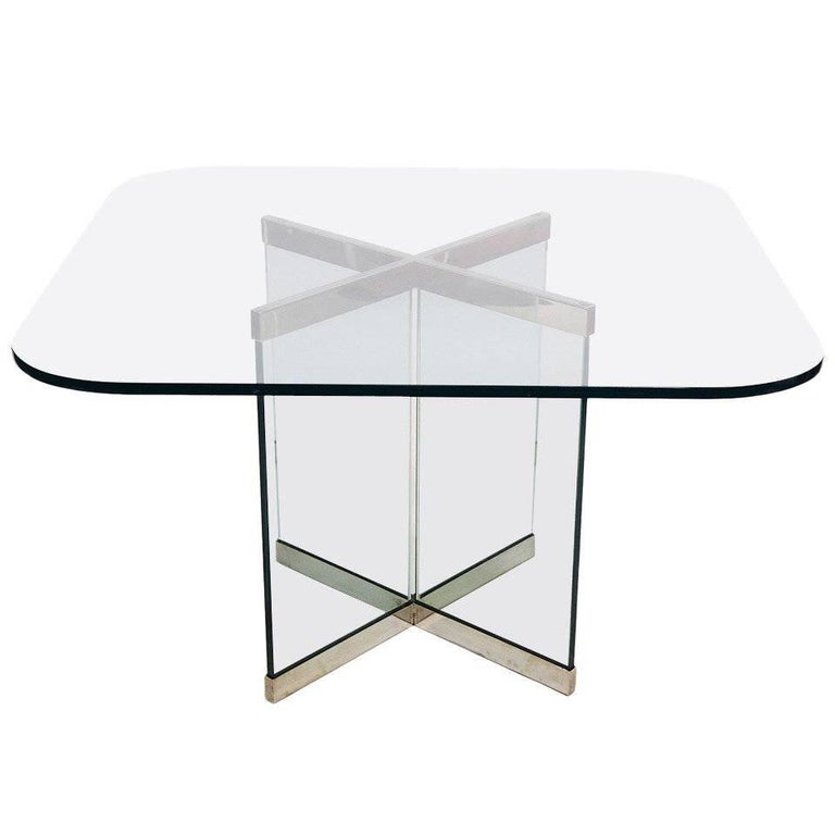 Glass and Chrome Dining Table by Leon Rosen for Pace Collection at 1stDibs