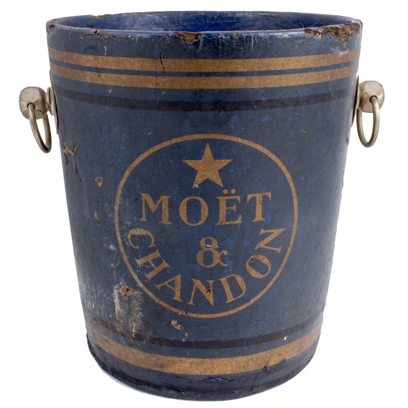 Rare 19th Century French Moët & Chandon Blue Label Papier Mâché Champagne Bucket