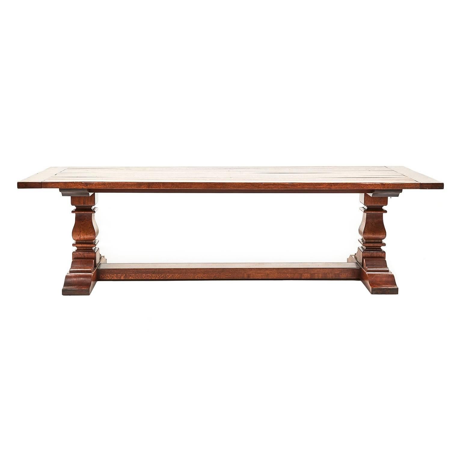 Vintage Top-Quality Solid Oak Trestle Table