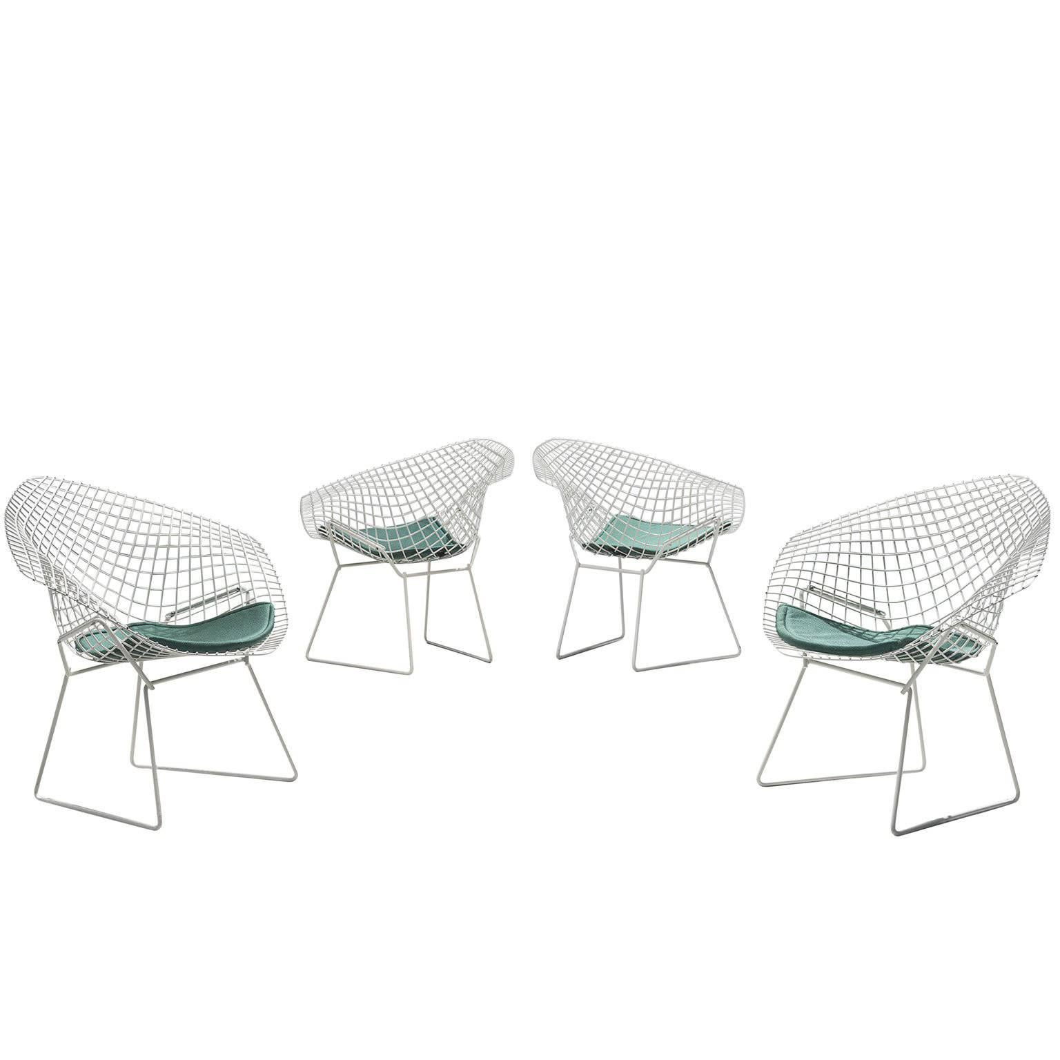 Four 'Diamond' Wire Chairs by Harry Bertoia for Knoll