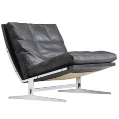 Fabricius and Kastholm Black Leather Slipper Chair