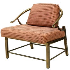 Mastercraft Empress Asian Mid-Century Modern Faux Bamboo Brass Lounge Chair