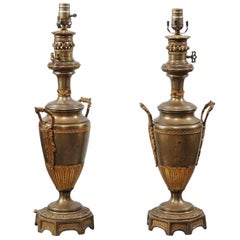 Pair of Neoclassical Style French Gilt Metal Urn Lamps, circa 1880