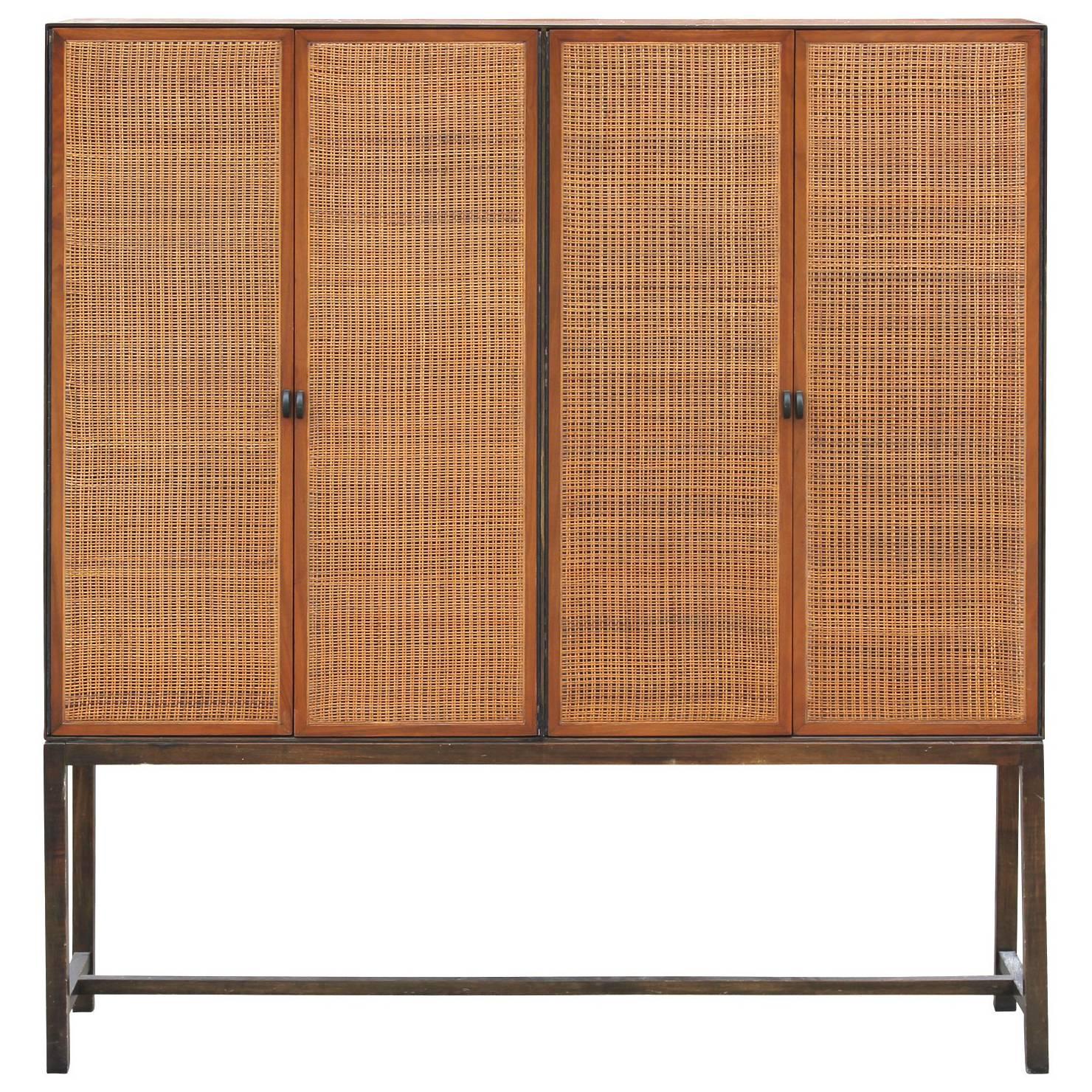 Impressive Modern Directional / Calvin Furniture Cane Cabinet or Wardrobe