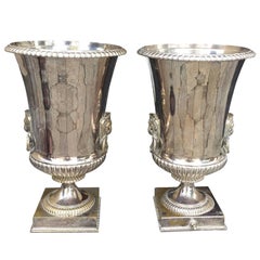 Pair of 20th Century Silvered Urn Lamps after Tommi Parzinger