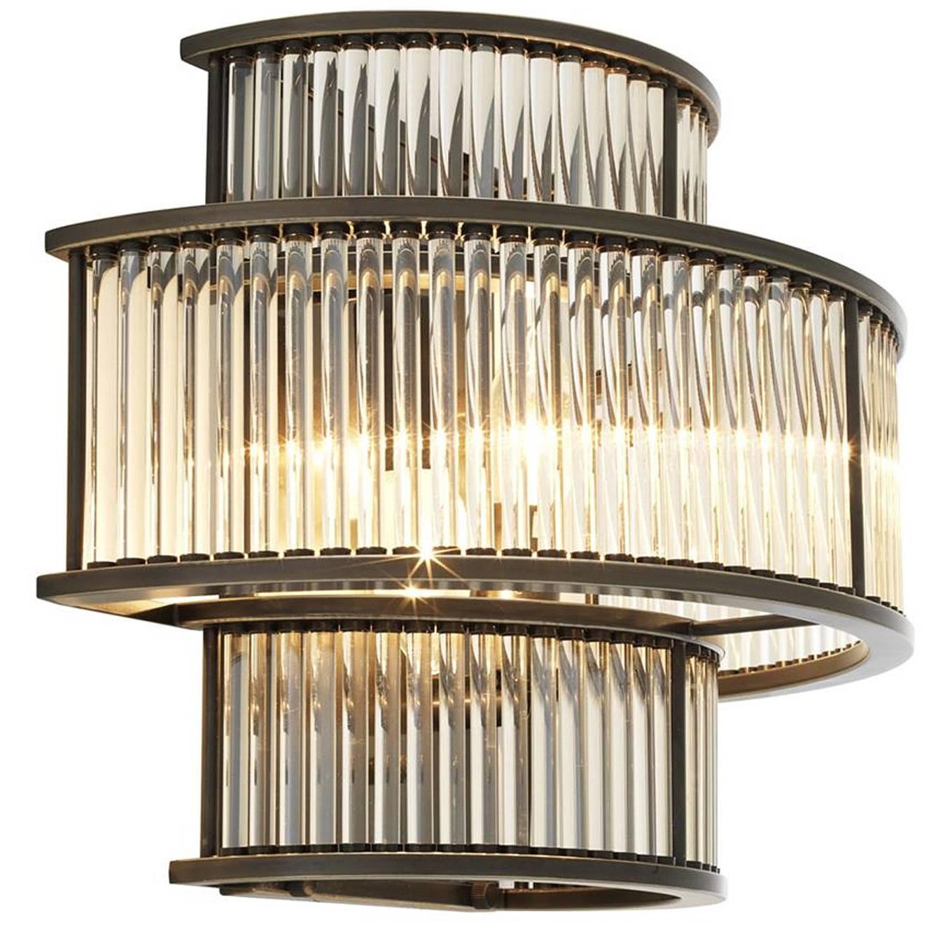 Glass Stairs Wall Lamp in Bronze Highlight Finish or in Nickel Finish