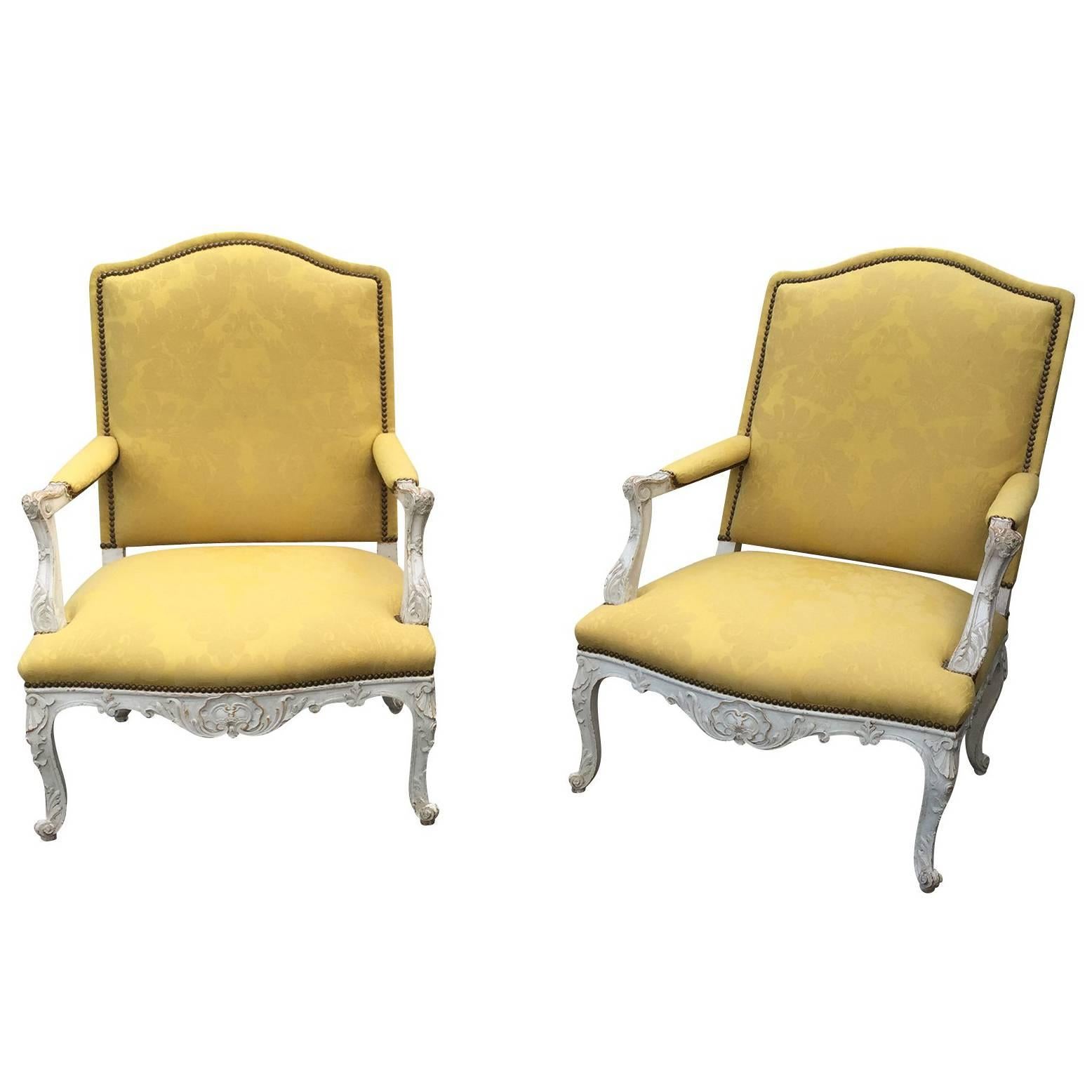 Pair of Large 19th Century, Regence Style Armchairs