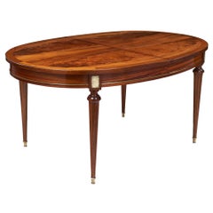 Louis XVI Style Antique Burled Walnut Dining Table