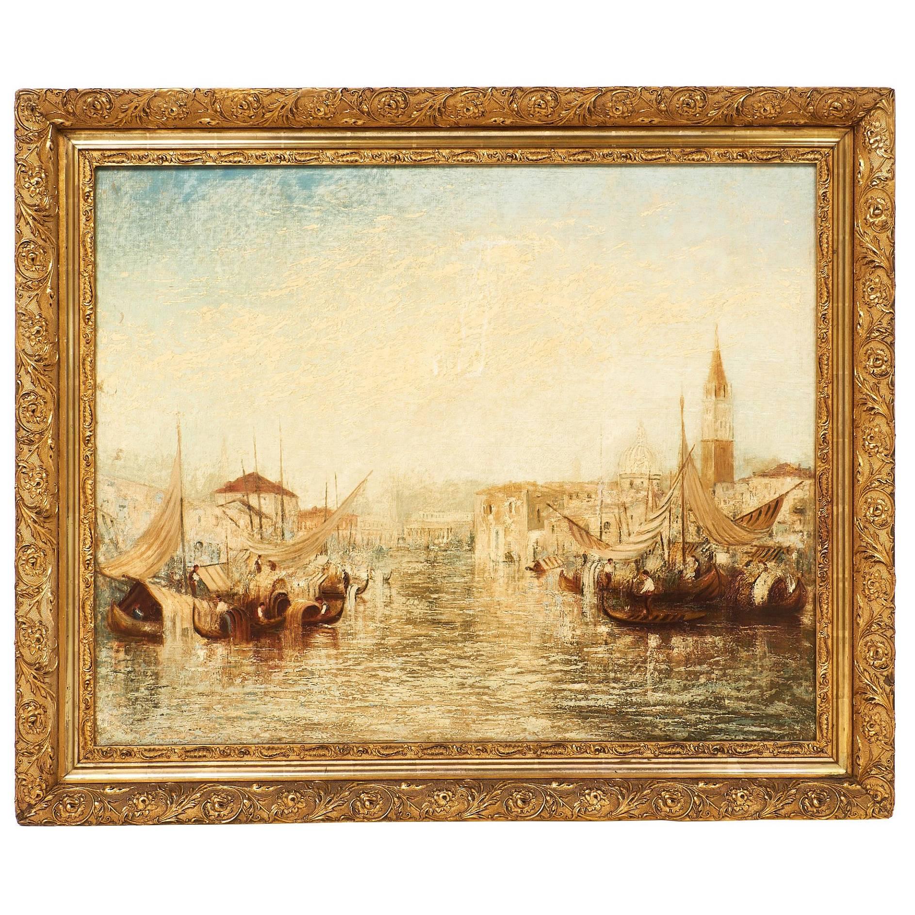 Vintage Italian Oil Painting of Venice