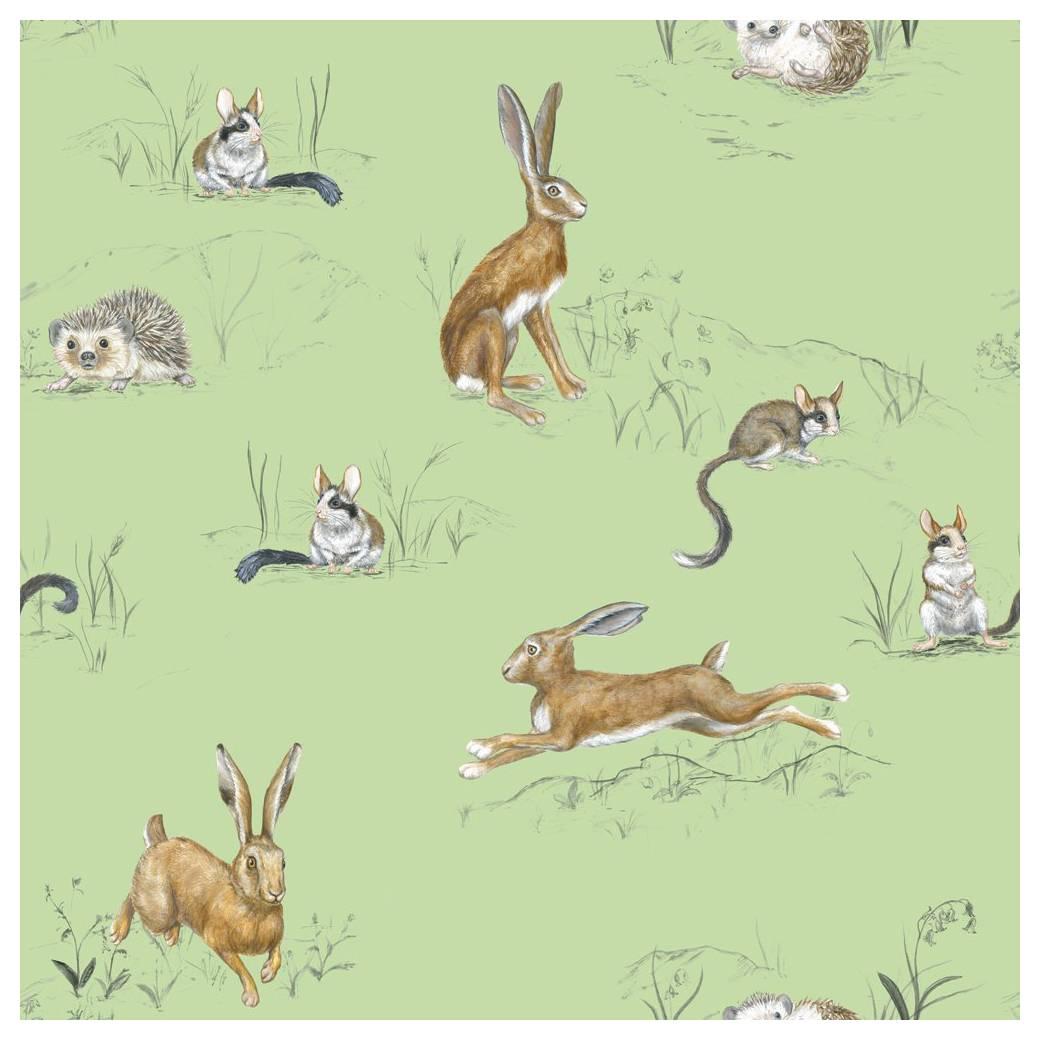 Hare, Hedgehog and Dormouse, Wallpaper from the for the Very Young Collection For Sale