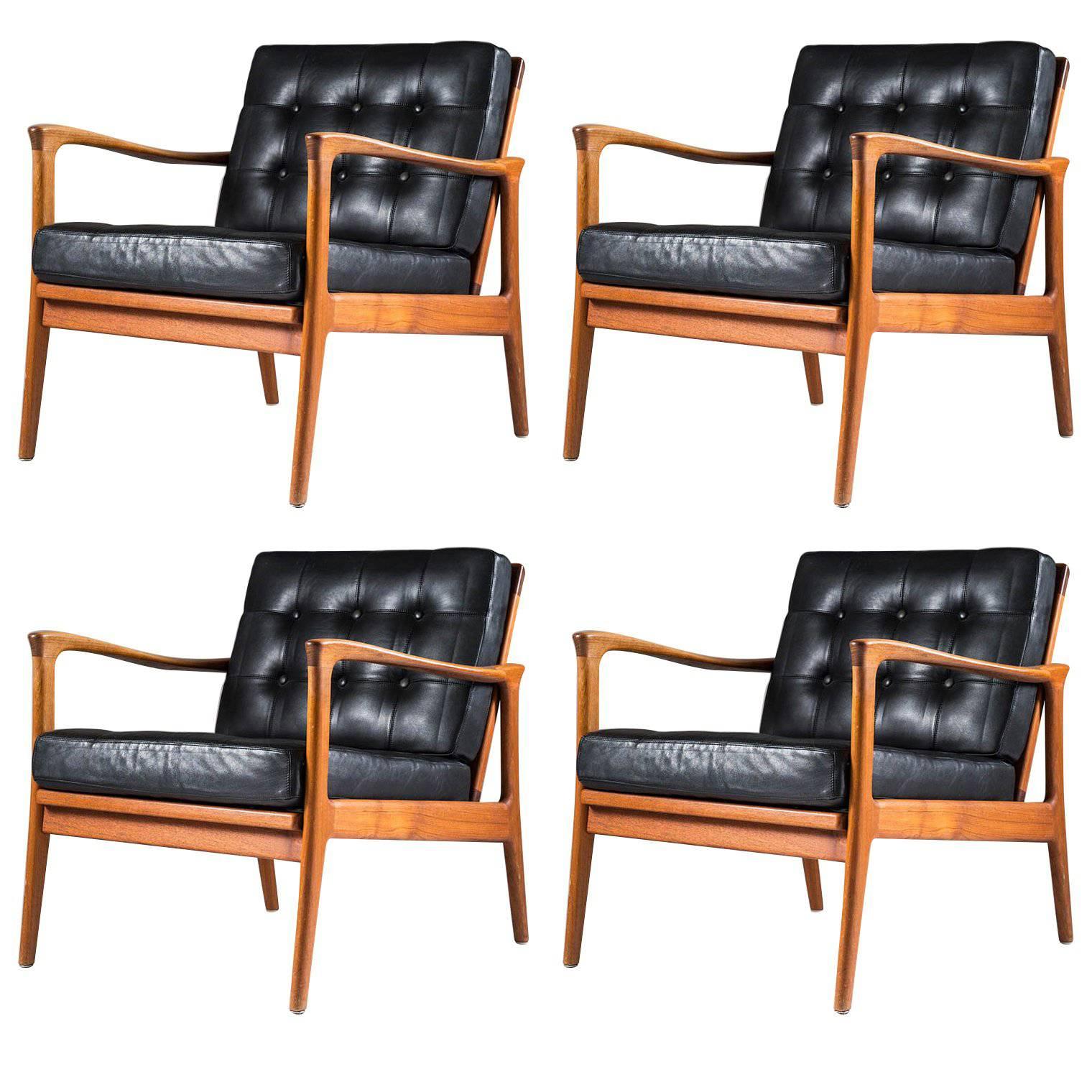 Set of Four Scandinavian Easy Chairs "Böja" by Carl Erik Johansson