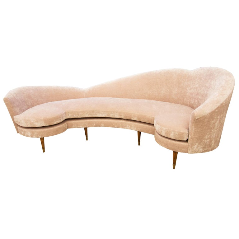 Large Curved Modern Velvet Sofa in Pink Velvet For Sale at 1stDibs | pink velvet  sofa, pink curved sofa, modern curved velvet sofa
