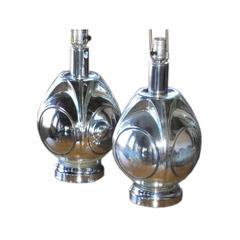 Pair of Architectural Mercury Glass Lamps 12