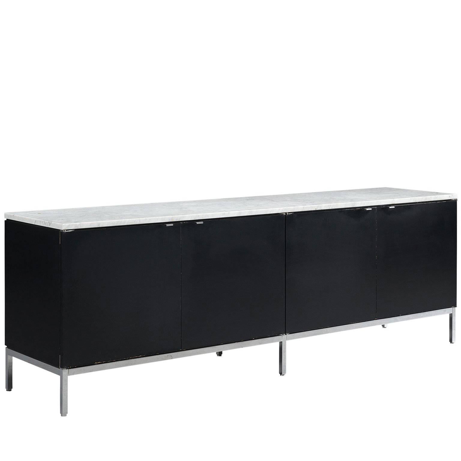 Florence Knoll Large Credenza in Black Wood and Marble