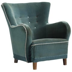 Danish Cabinetmaker Chair in Turqouise Blue Velours